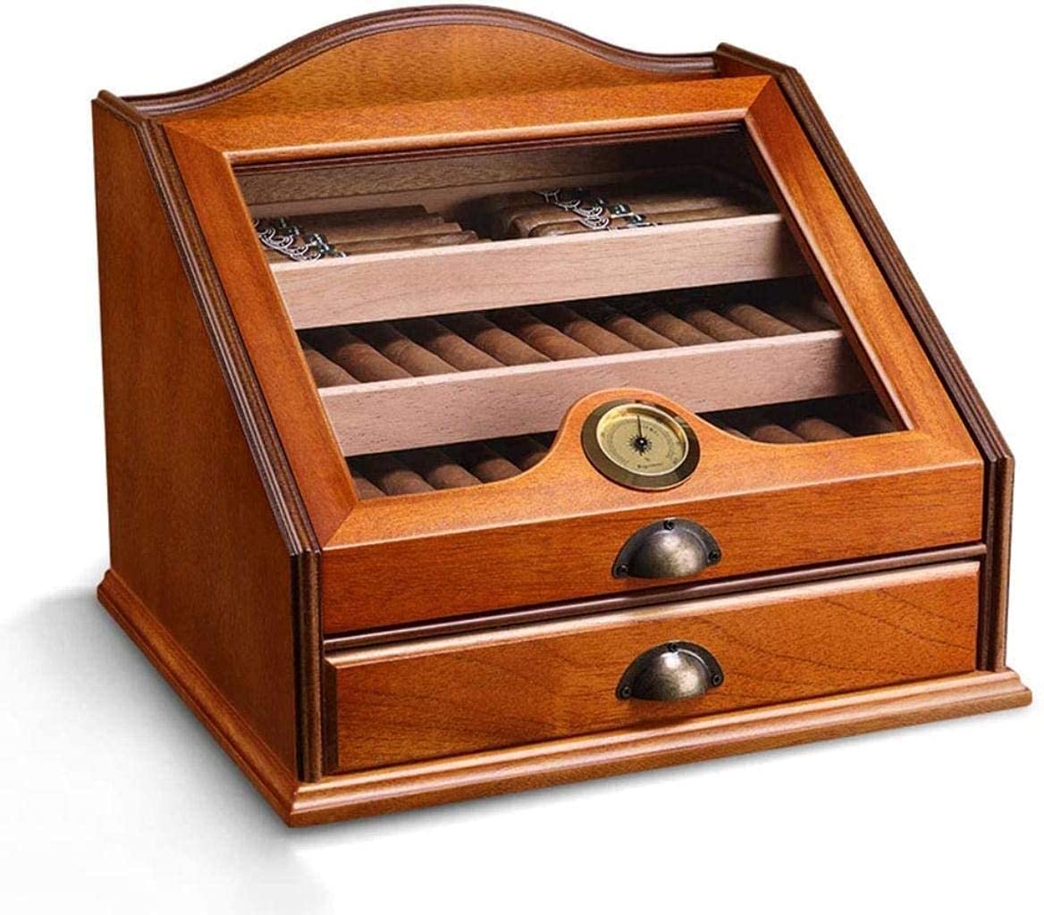 Premium Cigar Humidor Case with Removable Tray & Built-in Hygrometer - Desktop Cigar Storage Box with Humidifier - Perfect for Home, Office, or Gift Giving