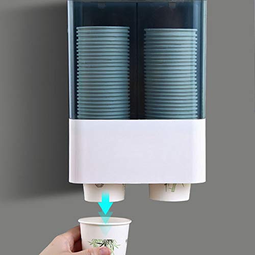 Disposable Paper Cup Holder Dispenser - Wall Mounted Automatic Cup Dispenser Rack with Dustproof Cover for Home & Office Use - White (Perfect for Kitchens, Break Rooms, and Cafes)