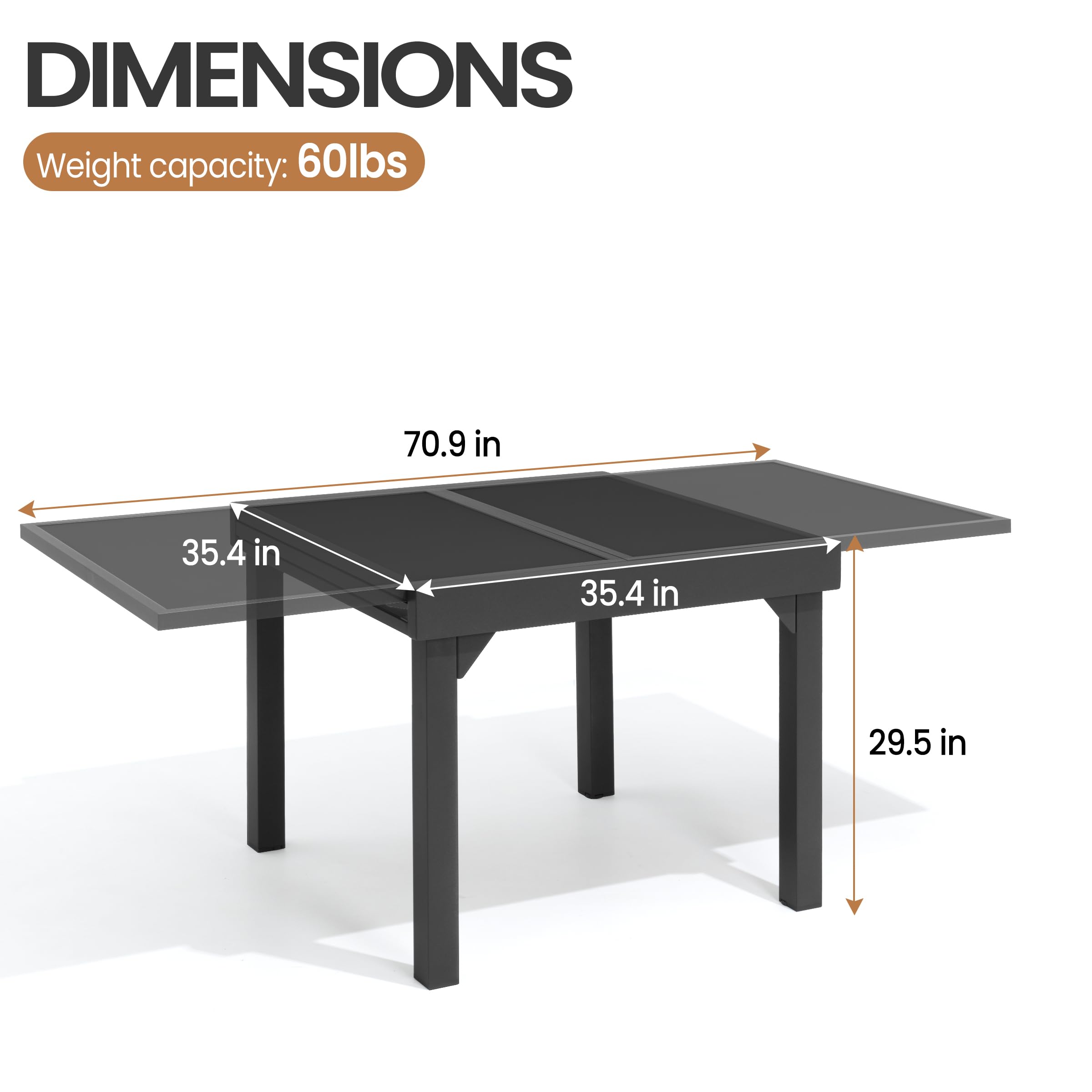 Expandable Aluminum Outdoor Dining Table 35