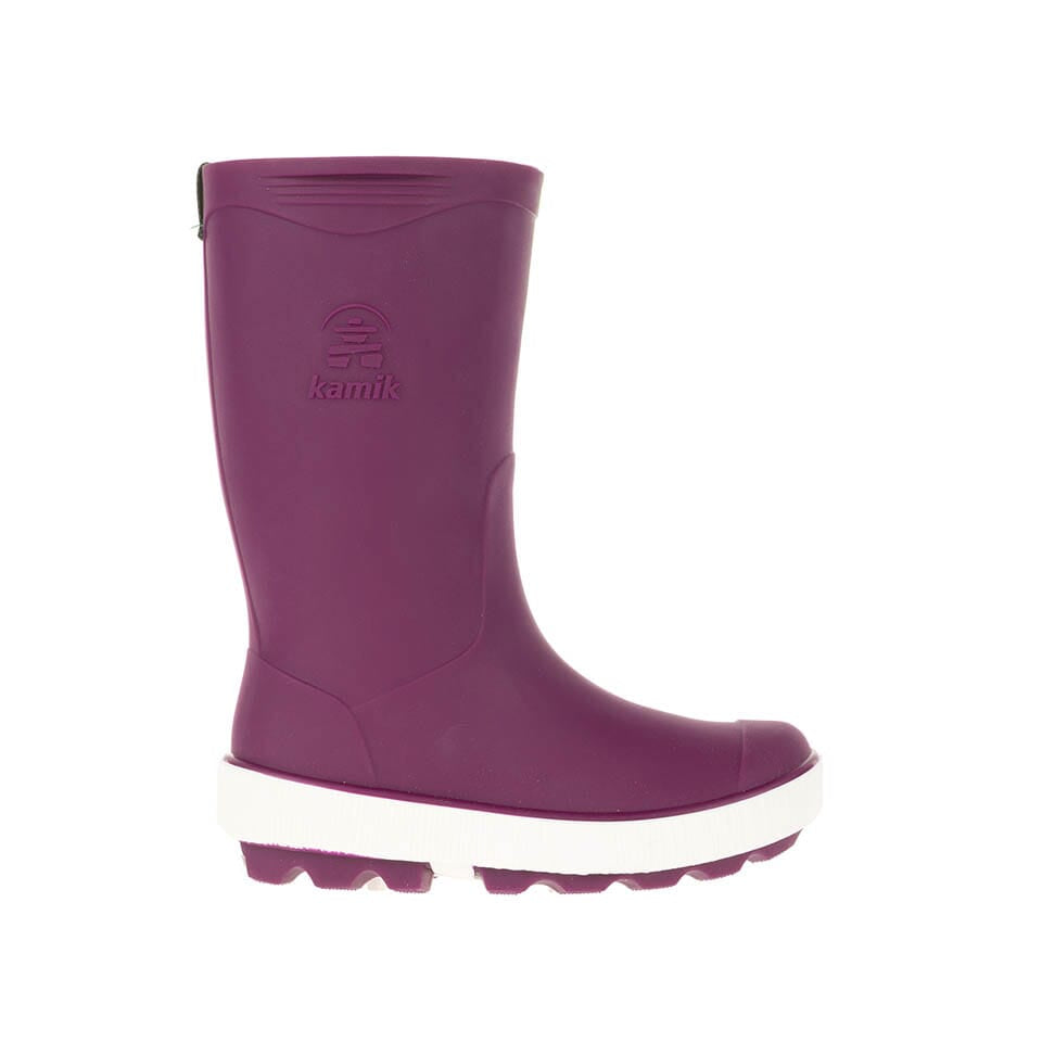 Kamik Dark Purple Riptide Youth Rain Boots - Waterproof Kids Rain Shoes for Outdoor Play, Puddle Jumping & School Use