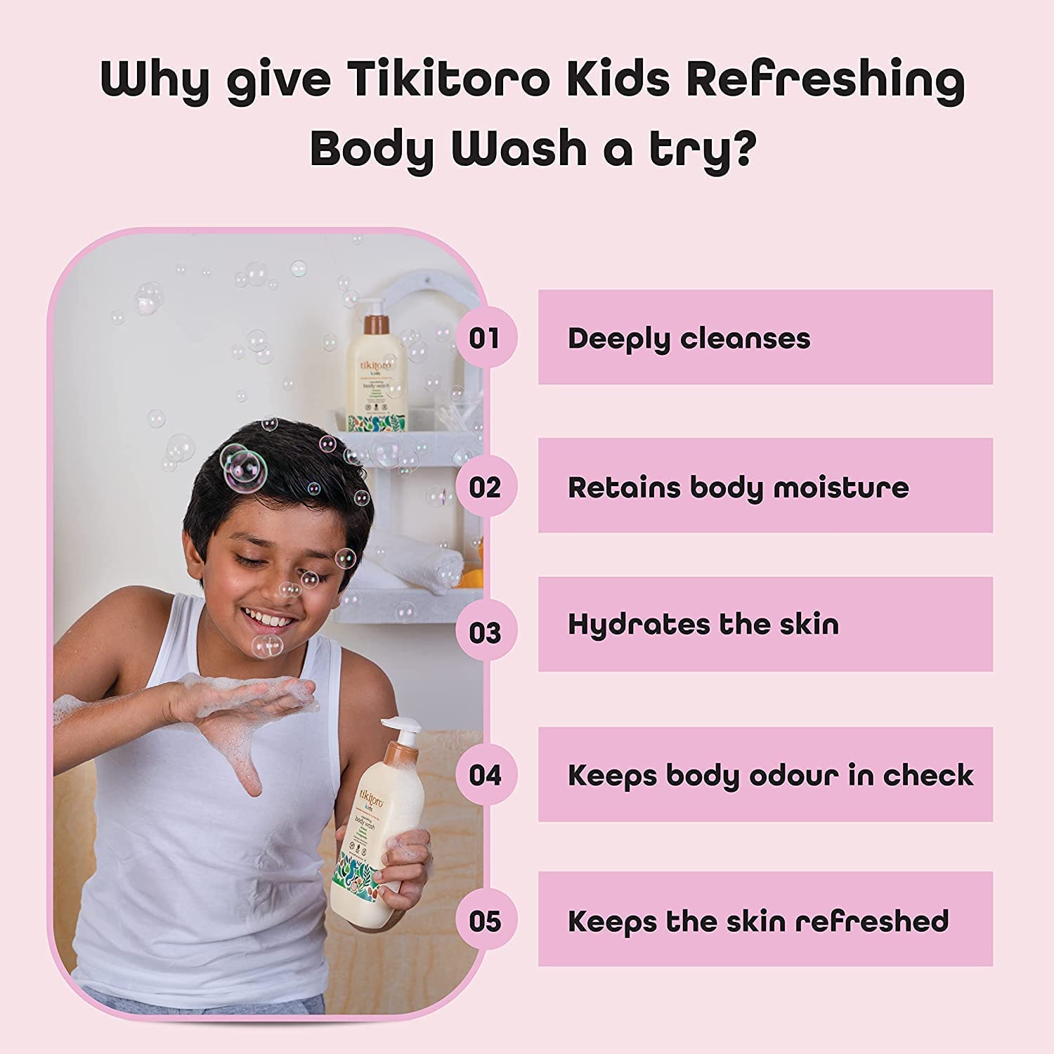 Jessica Kids Refreshing Body Wash - 100% Vegan with Cucumber, Java Plum, Vitamin C & Aloe Vera - Deeply Cleanses, Hydrates & Refreshes Skin for Kids Age 4+ (10.1 Fl Oz / 300ml) - Gentle Daily Bath & Shower for Sensitive Skin