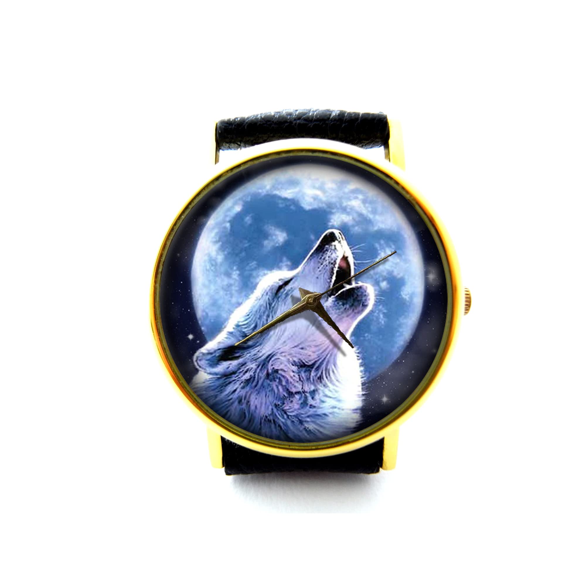 Wolf Leather Watch for Men & Women - Handmade Unisex Wolf Wristwatch with Custom Engraving - Perfect for Outdoor Adventures, Gifts, and Everyday Wear