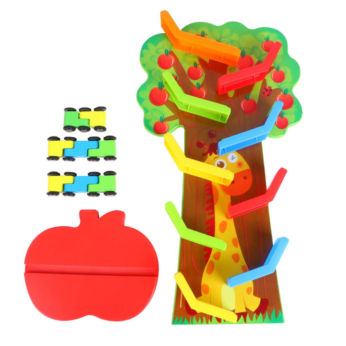 Balacoo Wooden Toddler Race Track Toy - 9-Layer Gliding Car Track with Fruit Tree Design, Early Educational Slide Ladder Toy for Kids Ages 1-3 | Perfect Birthday Gift & Montessori Learning Activity for Toddlers