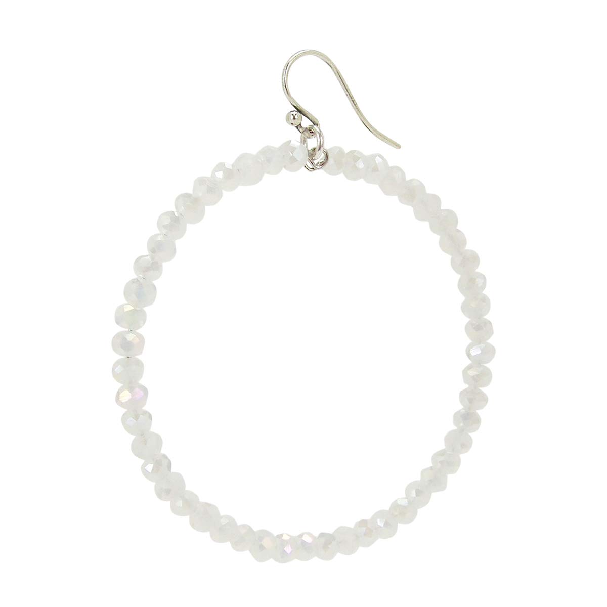 Chan Luu Silver Hoop Earrings with White Crystals for Women's Fashion