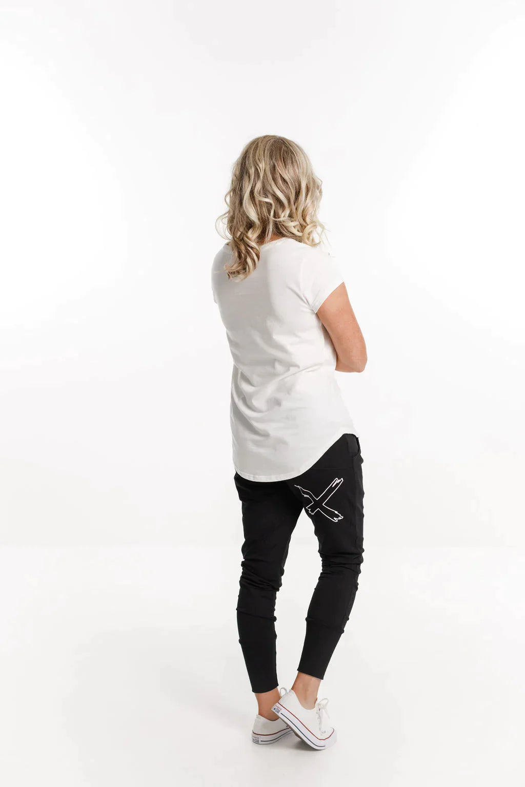 Apartment Pants for Women - Winter Weight Fleece Lounge Pants with Black & White X Outline Design - Cozy Homewear for Relaxing, Lounging & Sleeping
