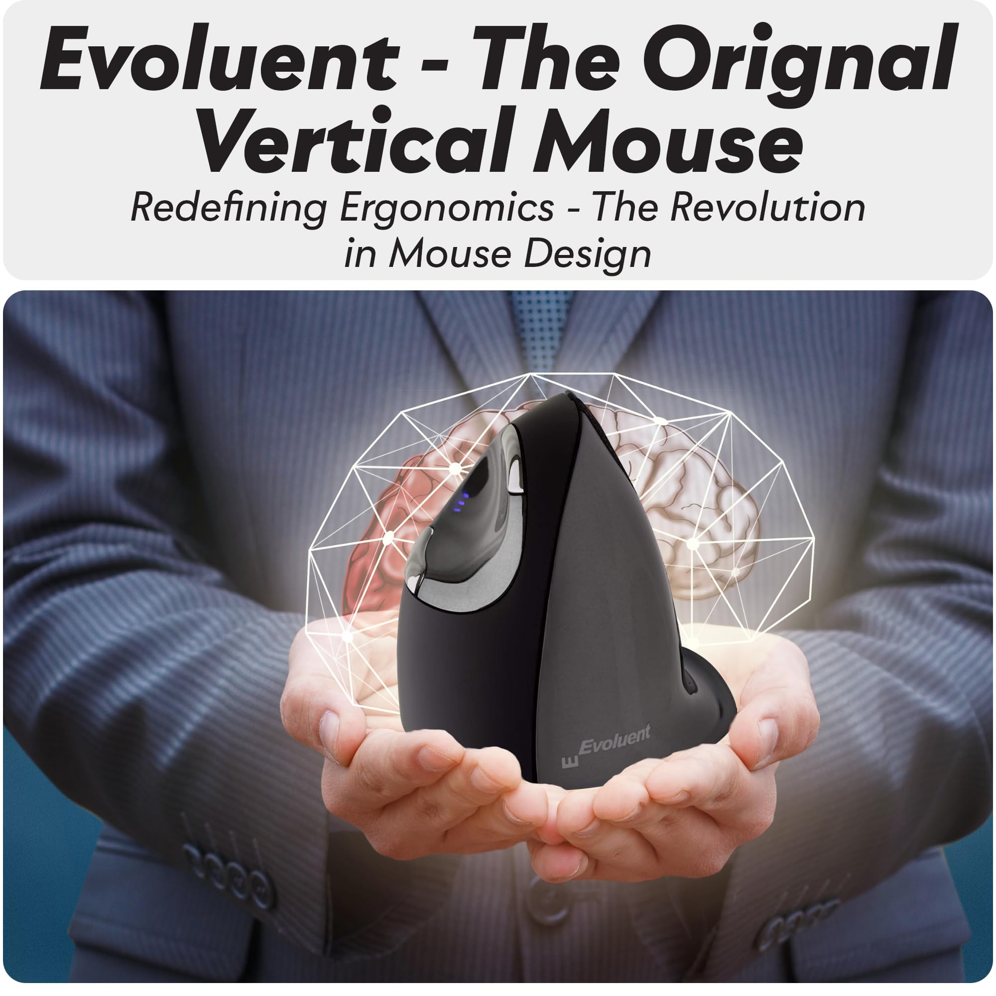 Evoluent VerticalMouse VMDM Right-Handed Ergonomic Wired Mouse - Original Brand Since 2002 - Perfect for Office Work, Computer Use & Reducing Wrist Pain