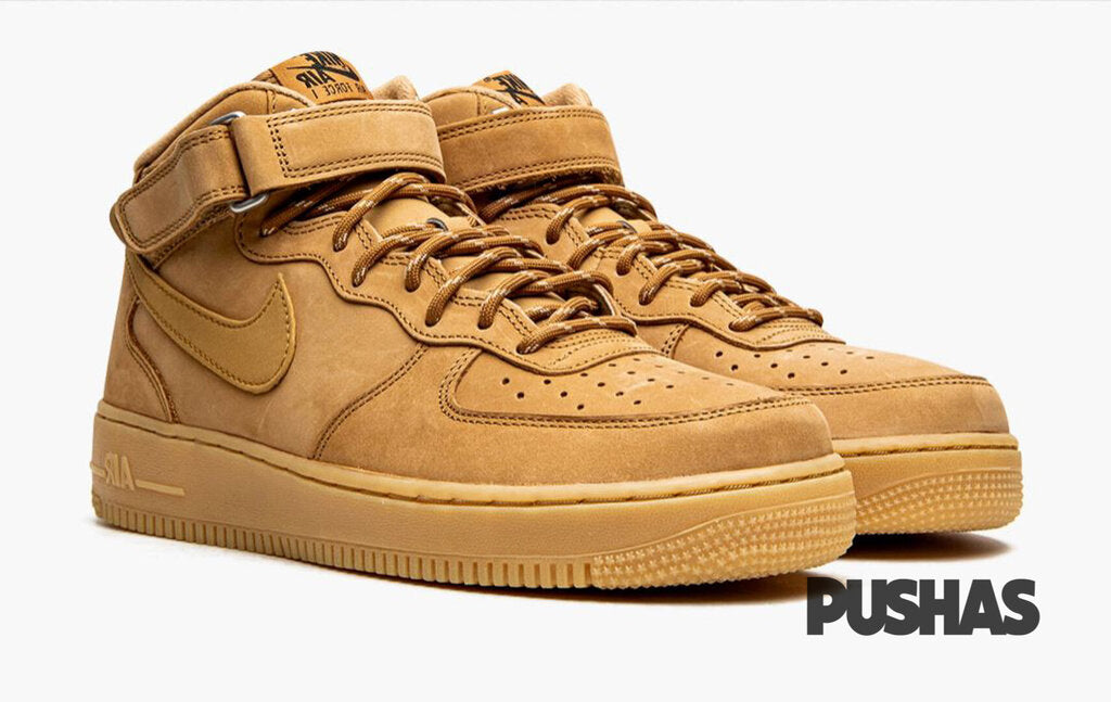 Nike Air Force 1 Mid '07 'Flax' Sneakers (2021 Release) - Premium Wheat Colorway for Men's Streetwear & Basketball Fashion