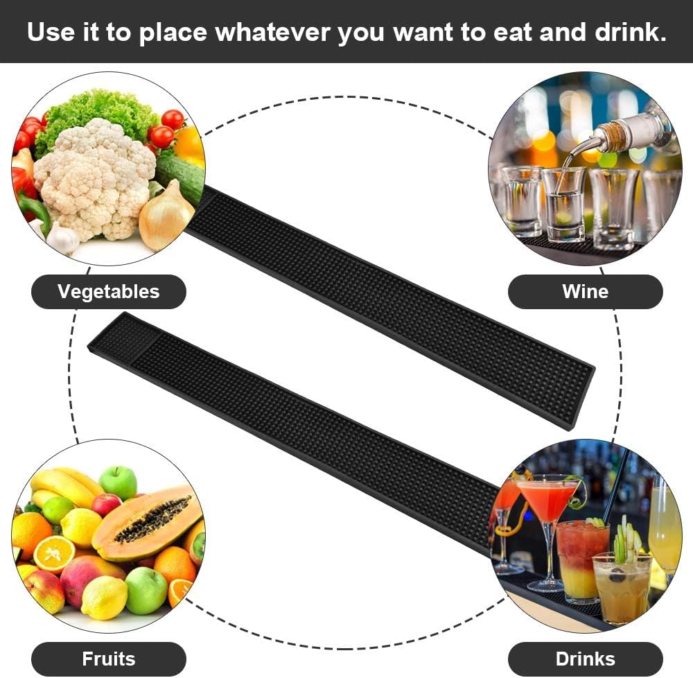 Olrada Non-Slip Spill Mat for Bars & Restaurants - 24x4 Inch Waterproof Counter Protector, Durable Bar Rail Runner for Kitchen, Home & Commercial Use - Ideal for Drink Spills, Food Prep & Table Decoration