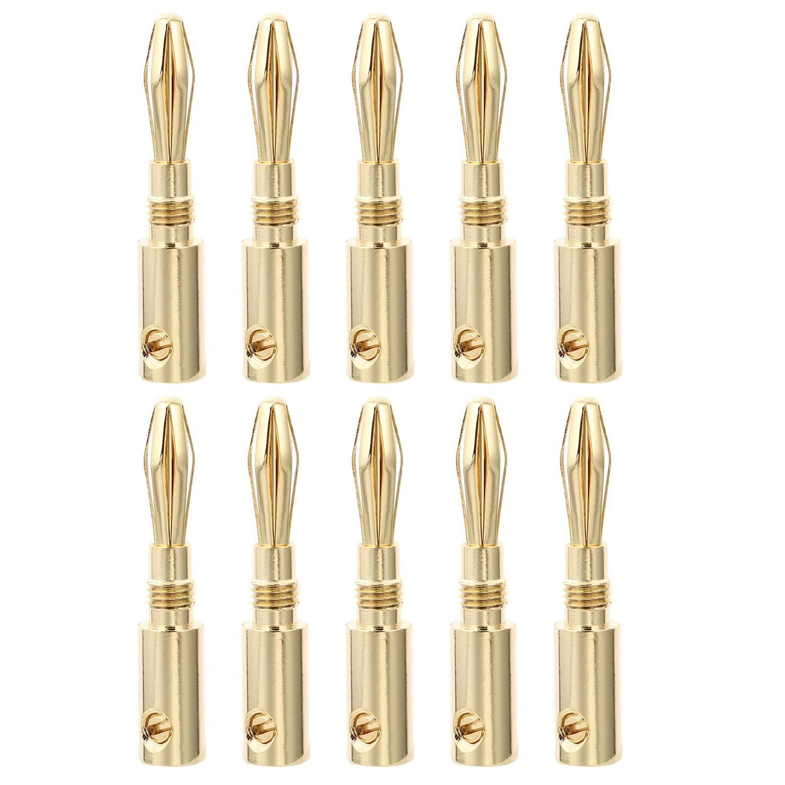 Milisten Gold Plated Banana Plugs 10pcs - 4mm Open Screw Speaker Wire Connectors for Audio/Video Receiver Sound Systems | Perfect for Home Theater Setup, Professional Studio Equipment & DIY Speaker Installations