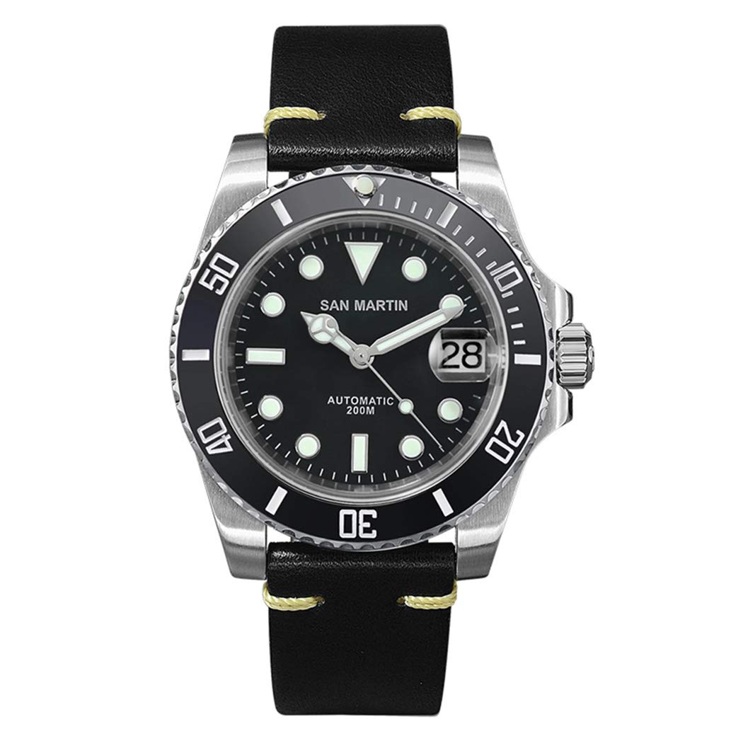 San Martin Men's Luxury Automatic Dive Watch - 200m Waterproof Sport Mechanical Wristwatch with Super Luminous, Rotating Bezel & Date Display | Perfect for Scuba Diving, Swimming & Outdoor Adventures