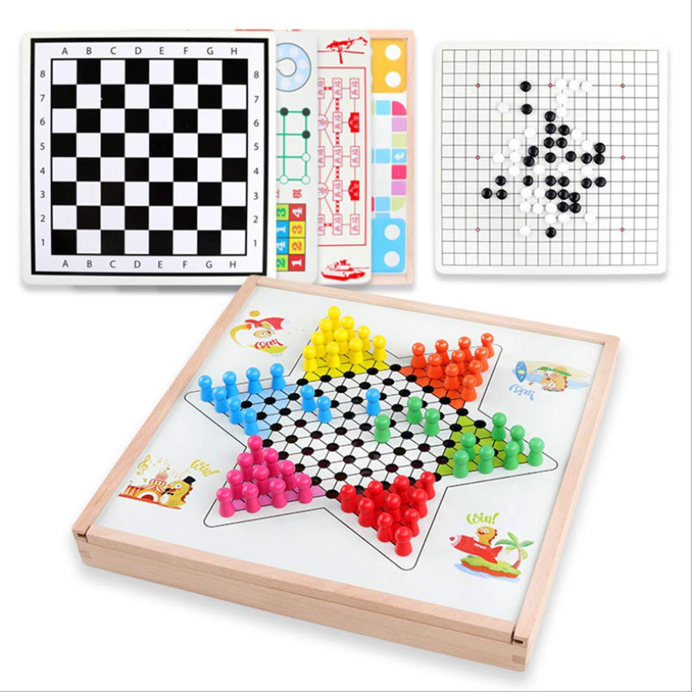 20-in-1 Wooden Multifunctional Board Game Set - Chess, Checkers, Backgammon & Flying Chess for Kids & Adults - Family Game Night & Intellectual Leisure Toys