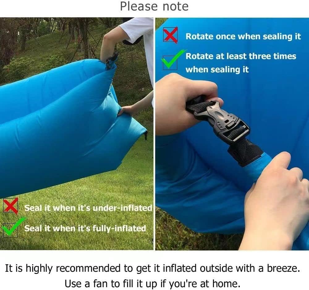 HaiChao Inflatable Lounger Sofa - Portable Air Chair & Camping Couch with Carry Bag - Lightweight Beach Bed for Outdoor, Garden, Poolside & Travel (Blue) | Perfect for Relaxing, Sunbathing & Picnics