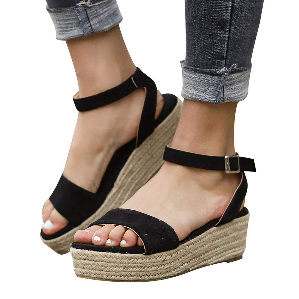Women's Flat Sandals with Ankle Strap - Comfortable Platform Espadrille Wedge Sandals with Studded Open Toe Design | Perfect for Summer, Beach, Vacation & Casual Outfits