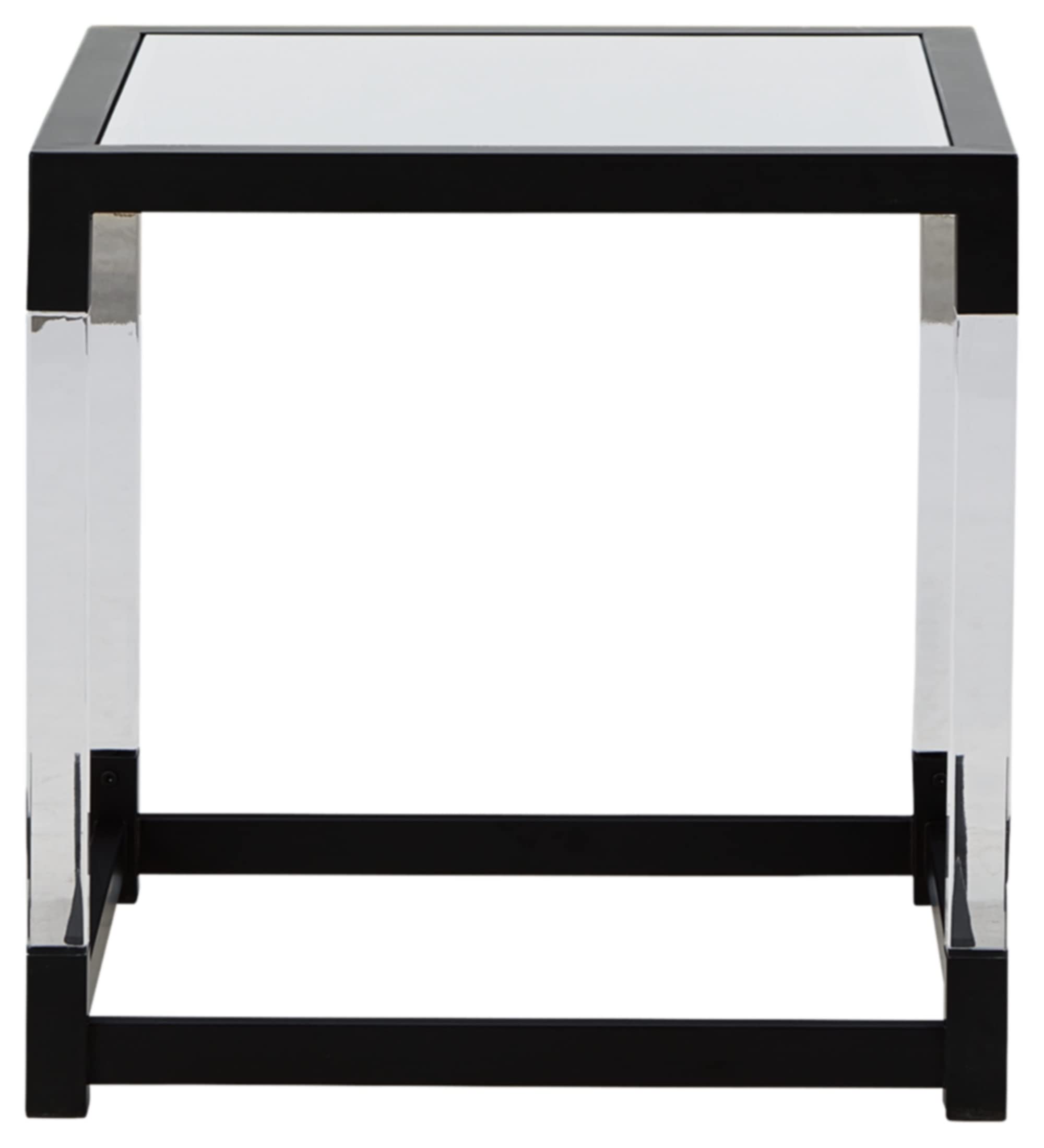 Signature Design by Ashley Nallynx Modern Glass End Table - Black Nightstand for Living Room, Bedroom & Office Decor