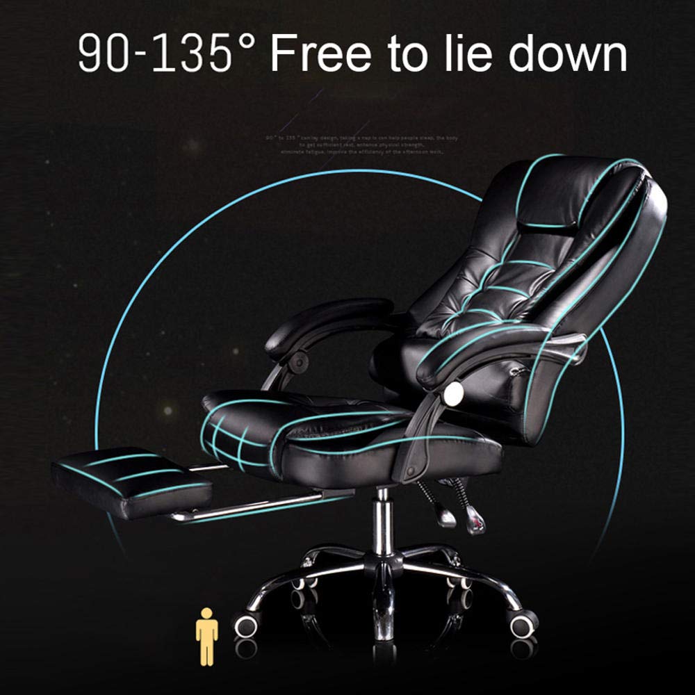 Ergonomic Executive Massage Office Chair - PU Leather High Back Recliner with Heating & Footrest - Brown - Perfect for Home Office, Gaming & Workspace Comfort