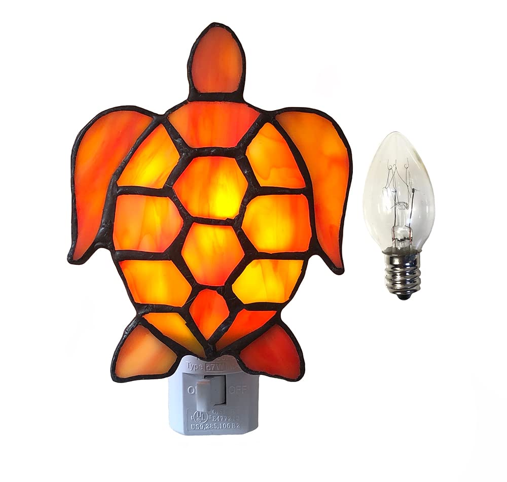 Stained Glass Turtle Night Light - Tiffany Style Bedside Lamp for Kids Room, Study & Bedroom | Soft Wall Light for Sleeping, Reading & Relaxation | Creative Decorative Lamp DYM6001