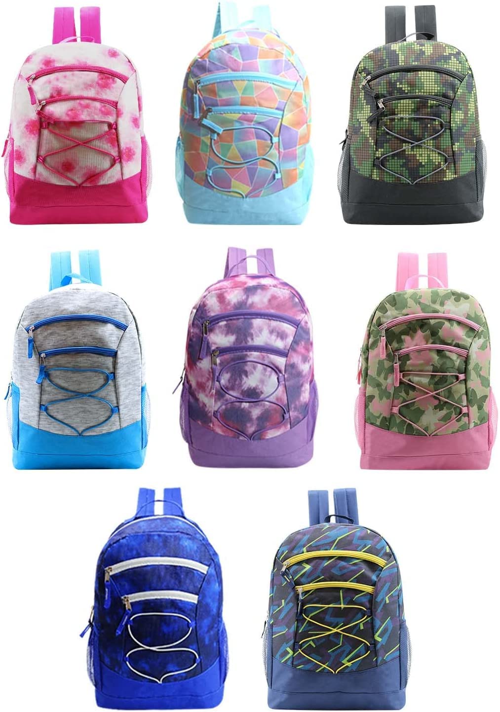 8-Pack 17 Inch Backpacks with 18-Piece School Supplies Kit - Includes Pens, Pencils & Crayons - Bulk Backpack Bundle for Elementary, Middle & High School Students - 8 Colorful Styles - Perfect for School, Travel & Daily Use