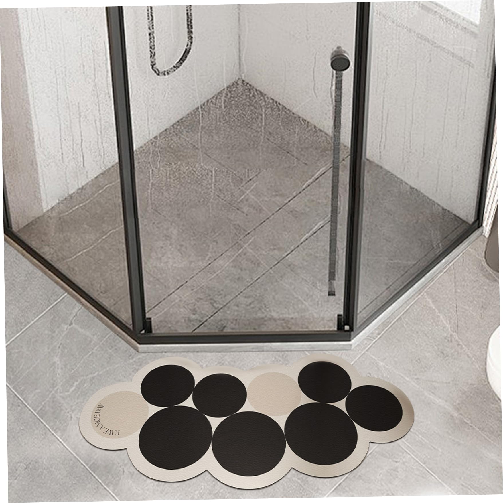 Non-Slip Curved Bath Mat 19x39 Inches - Absorbent Corner Shower Mat for Bathroom Safety, Soft & Washable - Perfect for Wet Floors, Shower Stalls & Bathtub Areas