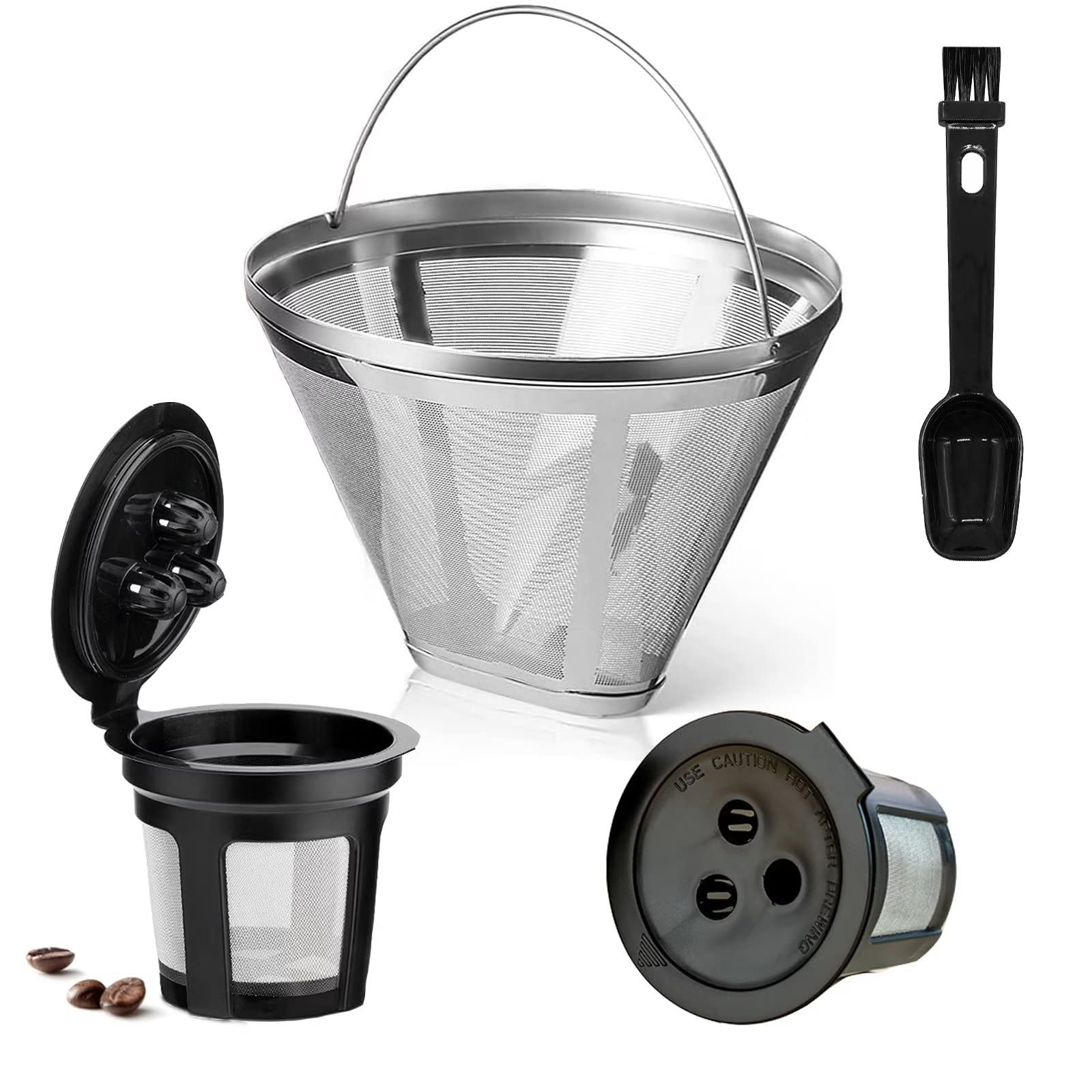 Reusable K Cup Pod & Stainless Steel Coffee Filters (3-Pack) - Compatible with Ninja Dual Brew Pro, CFP301 & CFP201 Coffee Makers - Perfect for Home, Office, and Travel Brewing