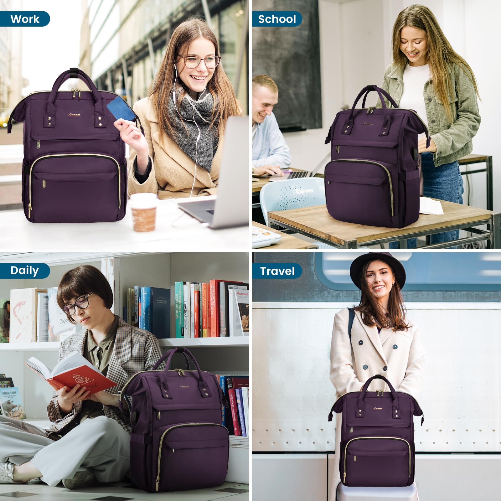 LOVEVOOK Waterproof Anti-Theft Travel Laptop Backpack for Men & Women - Durable 15.6 Inch Computer Bag with Stethoscope Case - Perfect for Nurses, College Students, Business Travel & Commuting