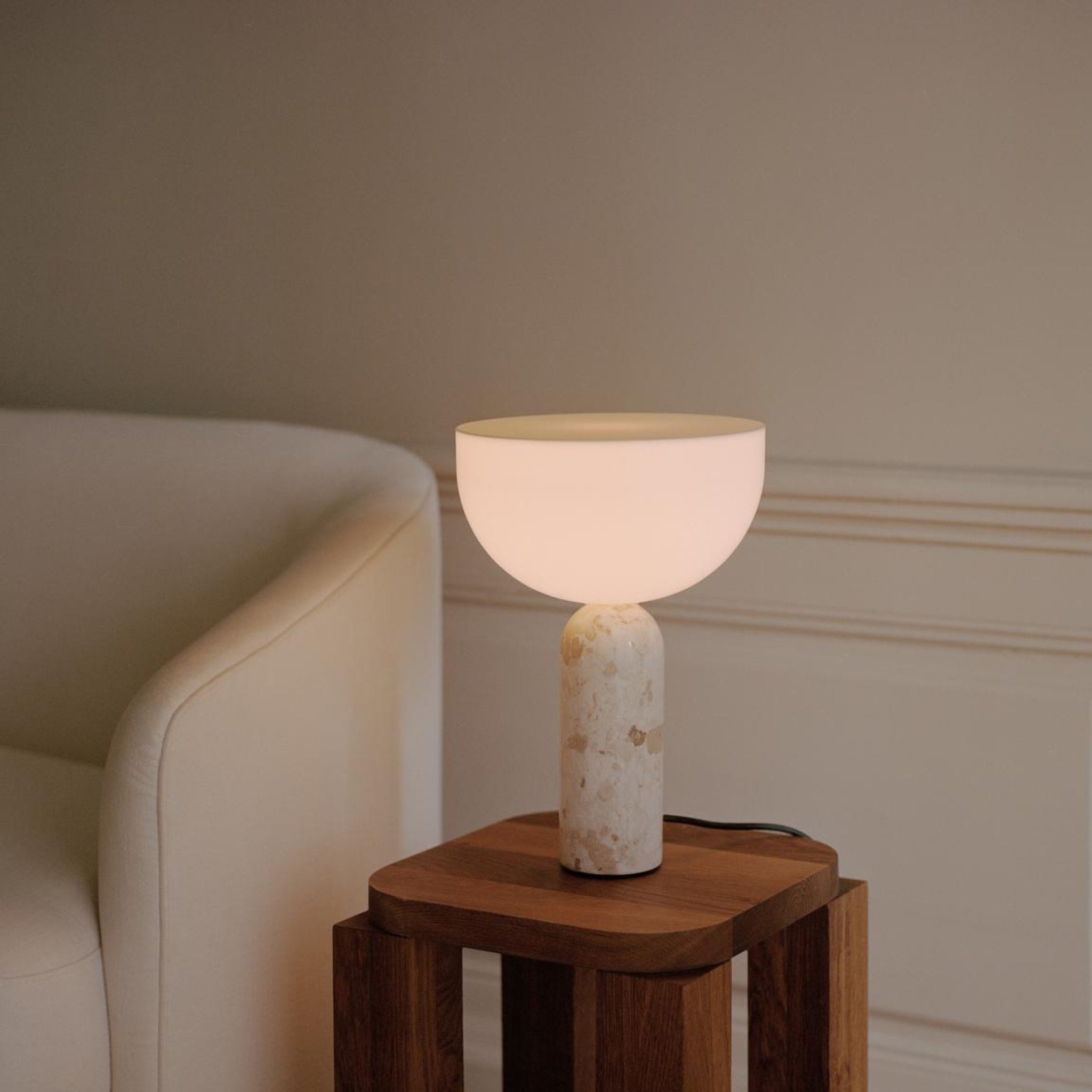 NEW WORKS Kizu Table Lamp - Modern Kunis Breccia Marble Design, Small Bedside Lamp for Living Room, Bedroom & Office Decor