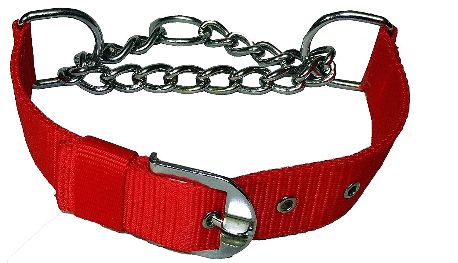 RvPaws Half Chain Dog Collar - Nylon & Stainless Steel Choke Collar for Large Dogs (1.5