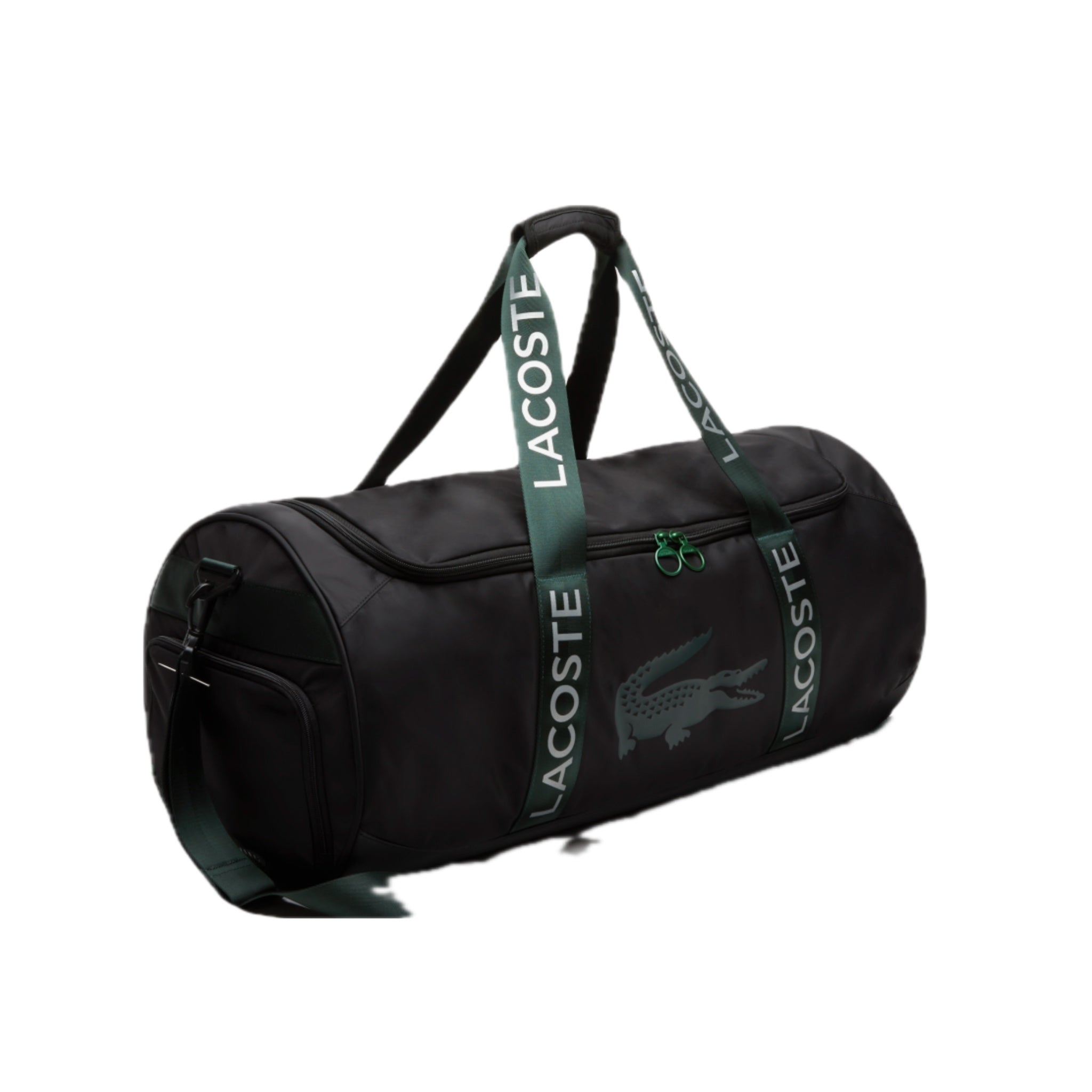 Lacoste Tennis Duffle Bag for Men & Women - Waterproof Sports Gym Travel Duffel - Black Dark Green | Perfect for Tennis, Gym, Travel & Weekend Getaways