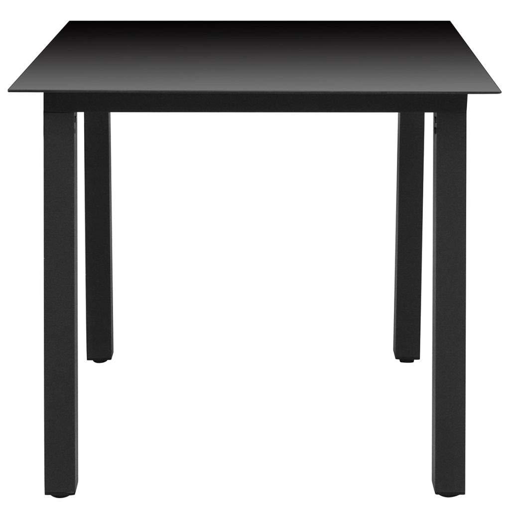 Black Aluminum and Glass Square Garden Table 31.5