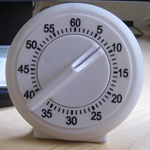 60 Minute Mechanical Kitchen Timer with Loud Alarm - Perfect for Cooking, Baking, Gym Workouts, Homework & Office Meetings - White Countdown Timer for Home, Kitchen & Classroom Use