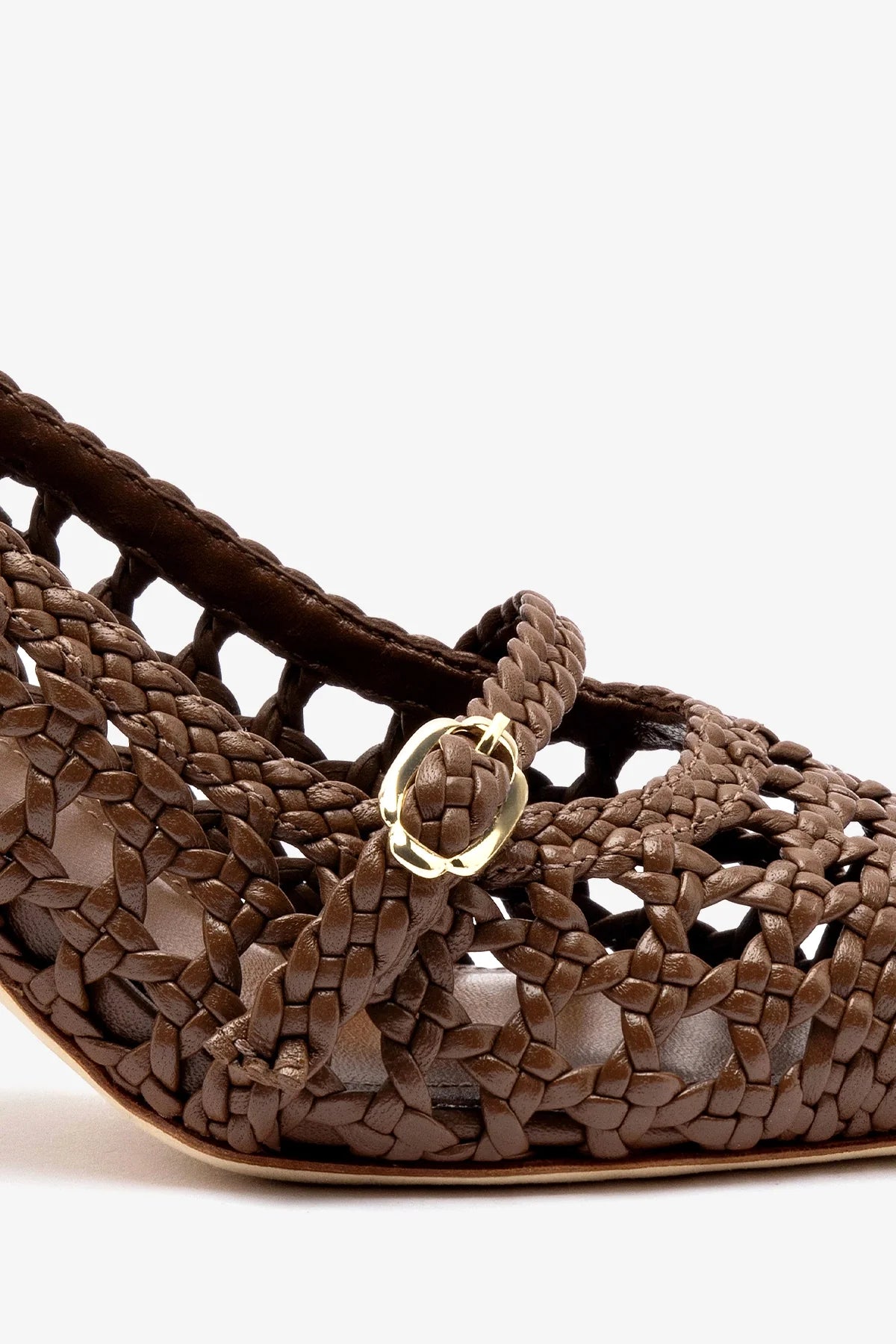 Ines Macrame Pump Shoes in Burnt Umber Leather - Stylish Women's Boho Sandals for Summer Outfits & Beach Weddings