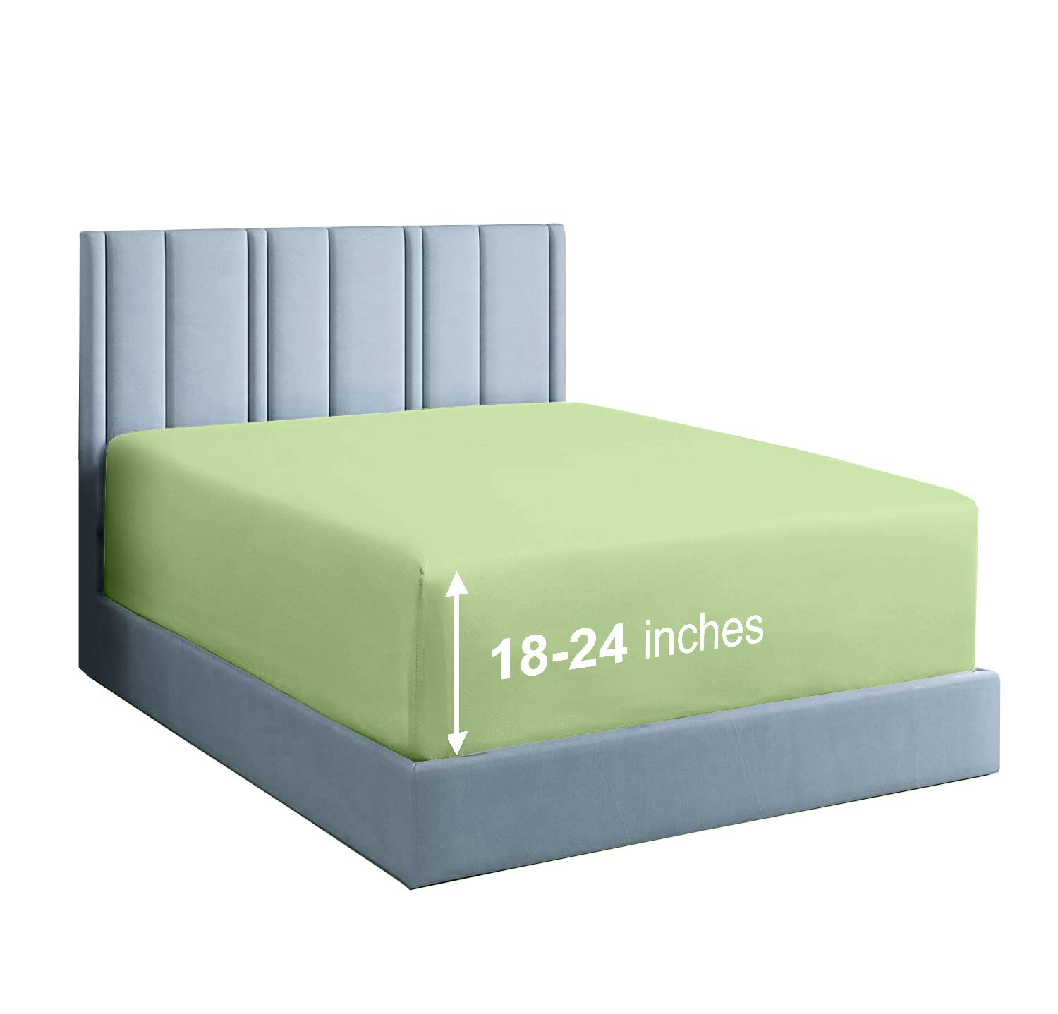 4-Piece Twin XL Extra Deep Pocket Sheet Set - 100% Egyptian Cotton 400 Thread Count - Fits 18-24 Inch Mattress - Sage Solid Color - Perfect for Dorm Rooms, Guest Beds & Deep Mattresses