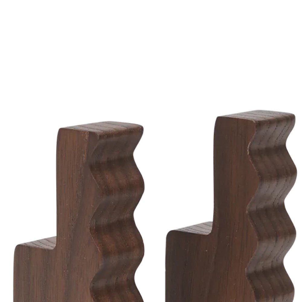 FERM LIVING Unda Hooks - Set of 2 Dark Brown Wall Hooks for Coats, Hats & Bags - Perfect for Entryway, Bedroom & Bathroom Organization