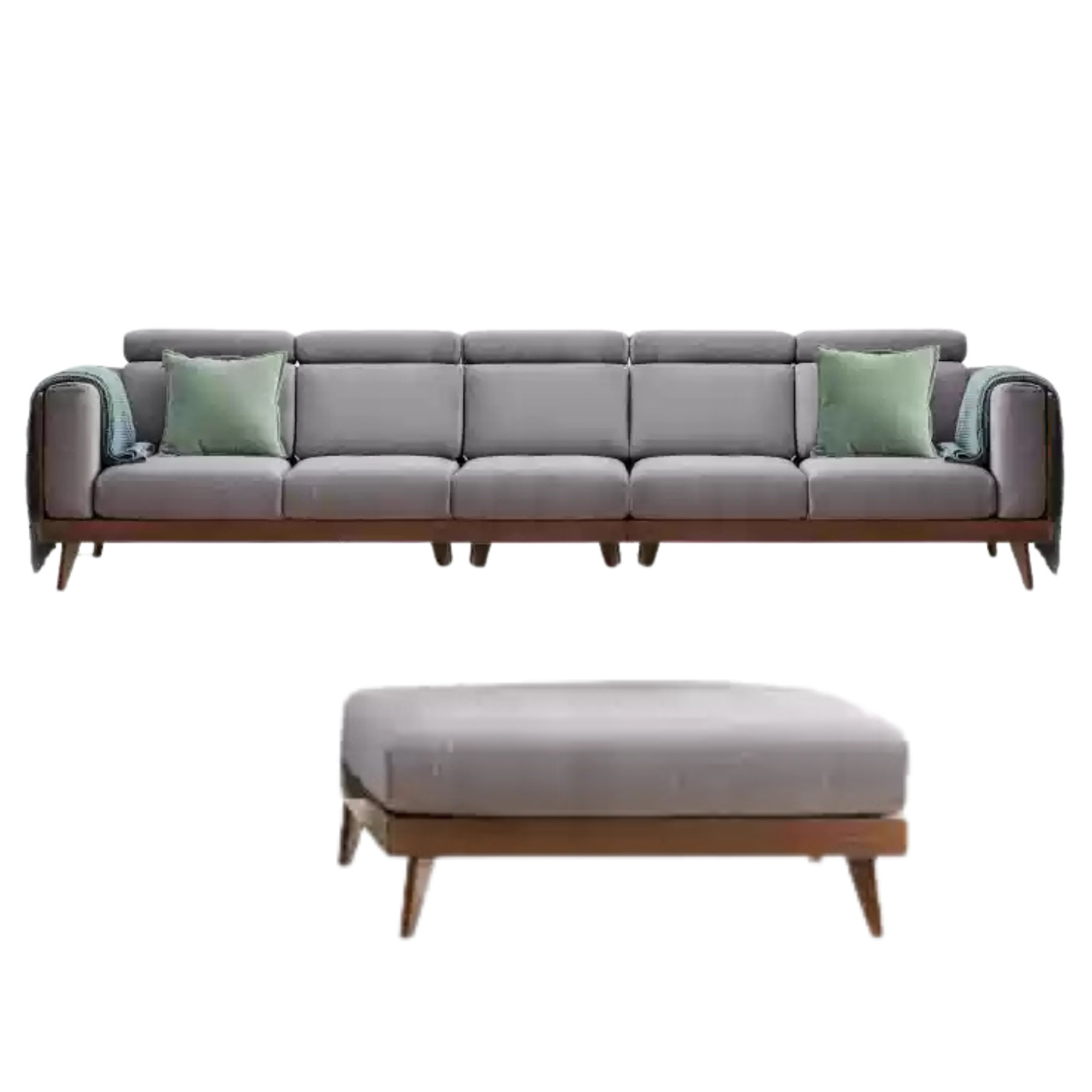 Premium Black Walnut & Ash Solid Wood Adjustable Headrest Sofa - Modern Living Room Furniture for Relaxation & Comfort