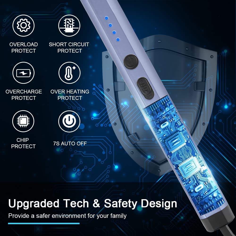 SUPRUS USB Rechargeable Arc Lighter - Windproof Flameless Plasma Lighter for Home, Kitchen & BBQ (Blue)