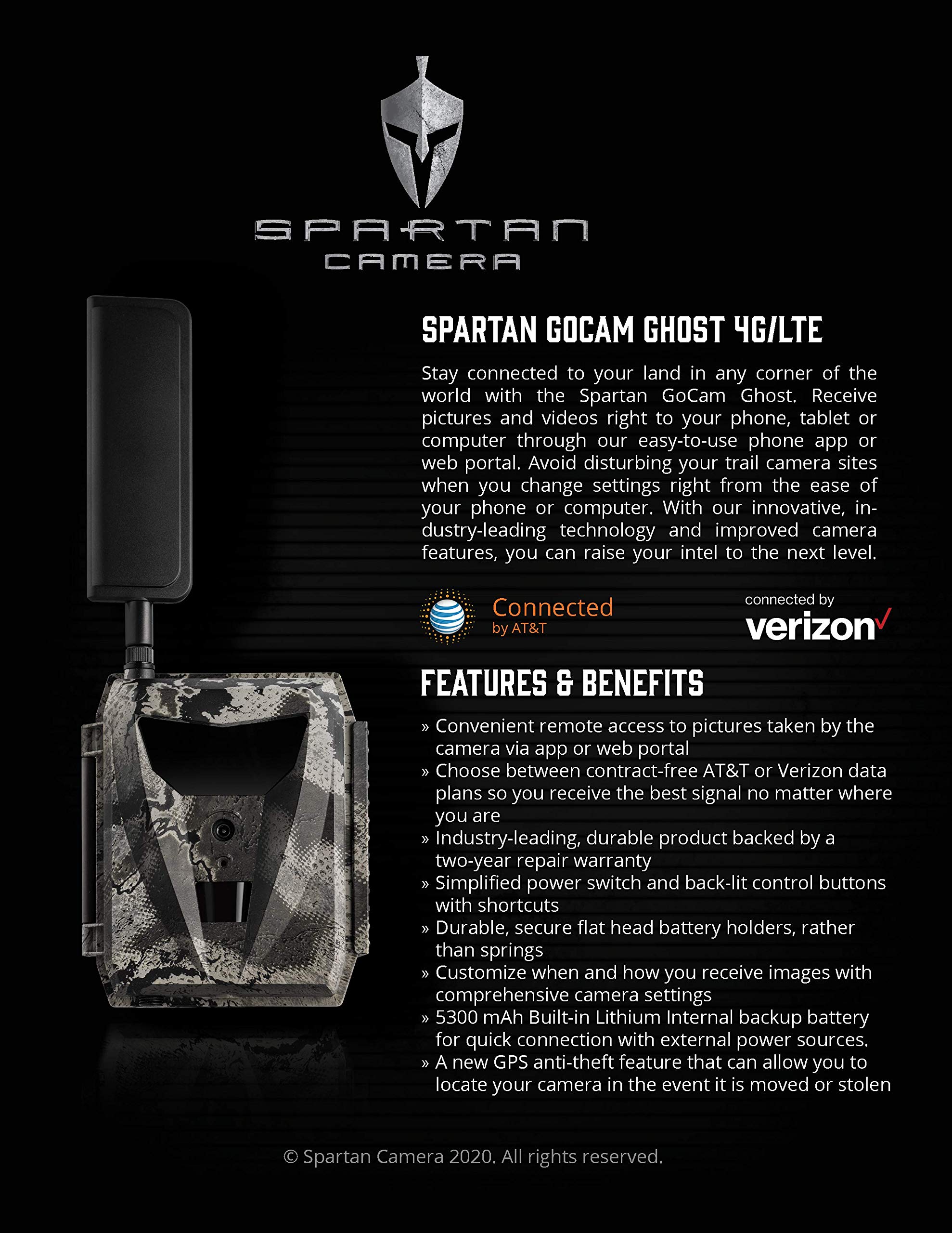 Spartan Ghost AT&T 4G LTE Cellular Trail Camera with Mount - Wireless Outdoor Security for Hunting, Wildlife Monitoring & Home Surveillance