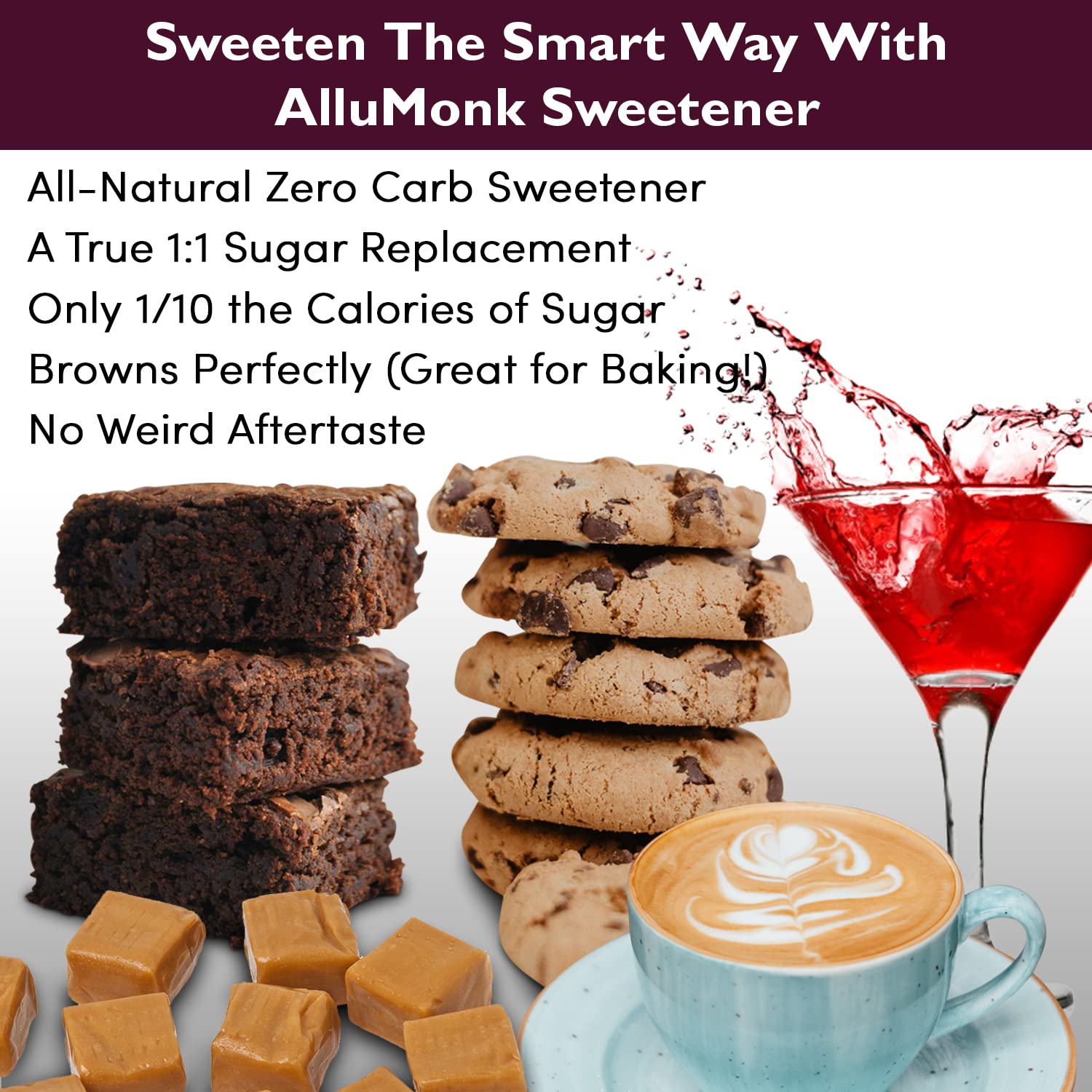 ChipMonk AlluMonk - Allulose and Monk Fruit Sweetener Blend - Zero Calorie, Zero Carb, Keto, Diabetic & Paleo Friendly Sugar Substitute - Gluten Free, Vegan - Perfect for Baking, Coffee & Healthy Recipes