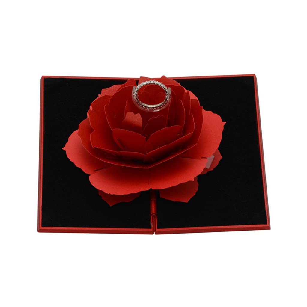 Creative Rotating Jewelry Box for Wedding Rings - Round Jewelry Display & Storage Case with Ample Space - Small Red Gift Box for Engagement, Wedding & Anniversary (One Size)