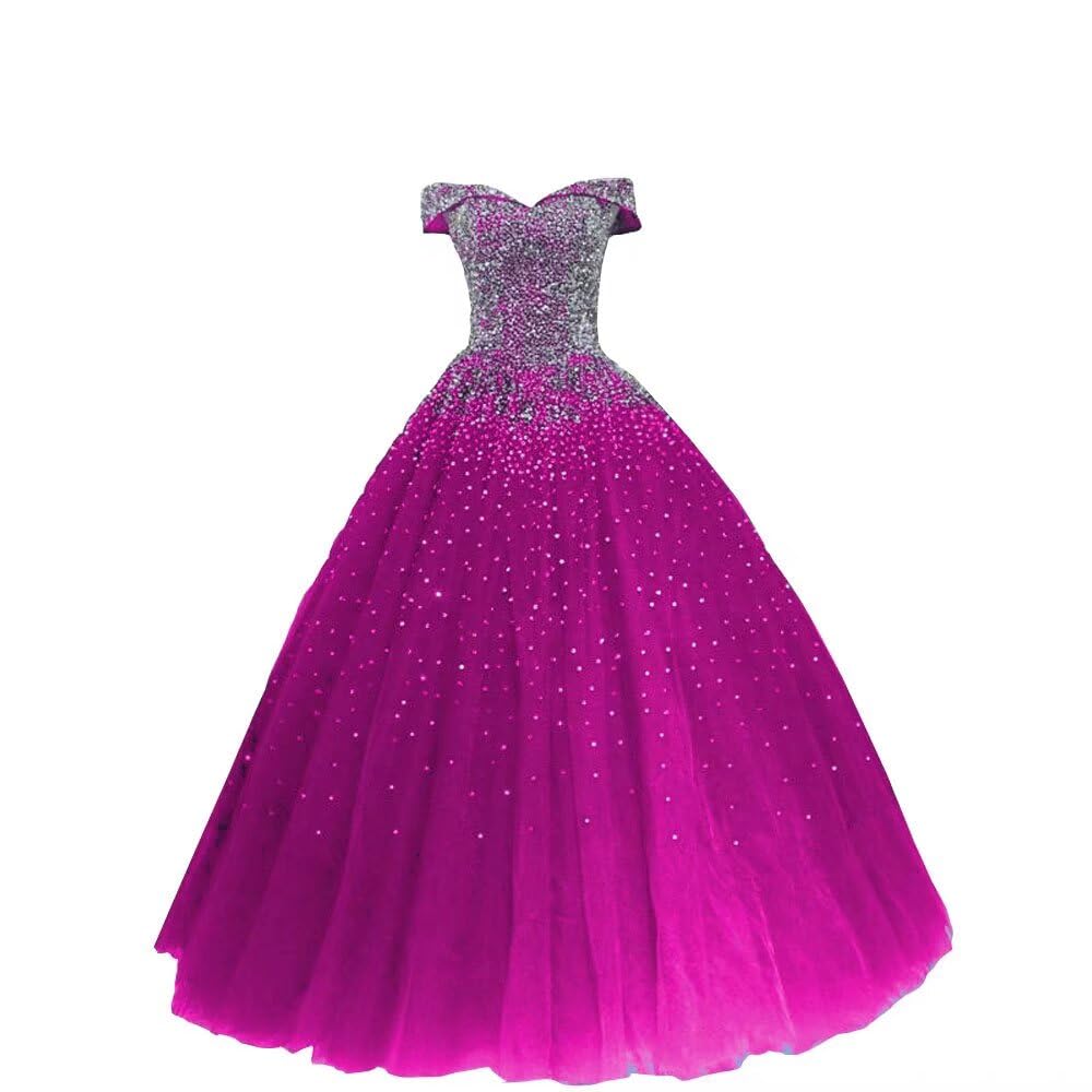 Sparkling Beaded Sequins Off-The-Shoulder Quinceañera Dress 2025 | Elegant Sweet 16 & Prom Gown for Teen Girls | Perfect for Quinceañeras, Birthday Parties & Formal Dances