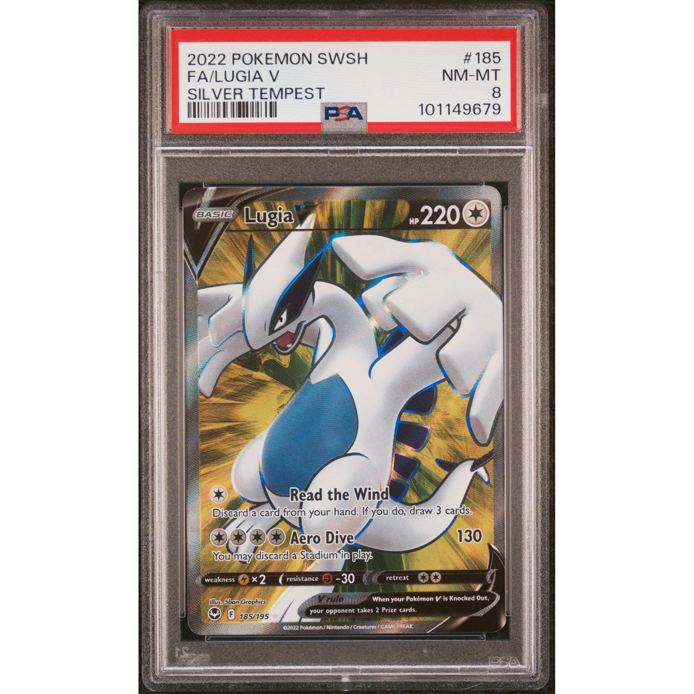2022 Pokemon Silver Tempest 185 Lugia V 185/195 PSA 8 Graded Card - Rare Collectible for Trading Card Game (TCG) Enthusiasts & Pokemon Fans - Perfect for Display, Gaming & Investment