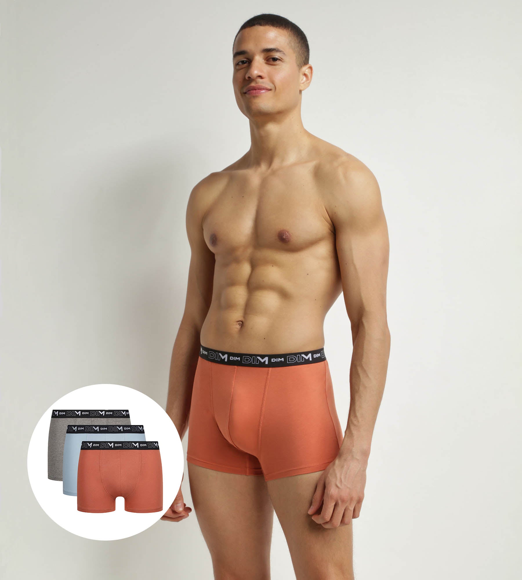3 Pack Men's Boxer Briefs - Soft Cotton Stretch Underwear in Brown, Blue & Red - Comfortable for Daily Wear, Gym & Travel