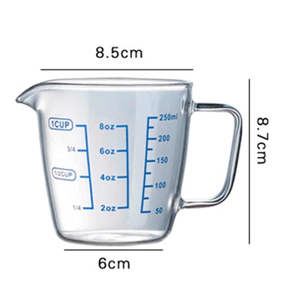 250ml & 500ml Heat-Resistant Glass Measuring Cup with Spout - Microwave & Oven Safe Liquid Measuring Jug for Baking, Cooking, Coffee & Lab Use
