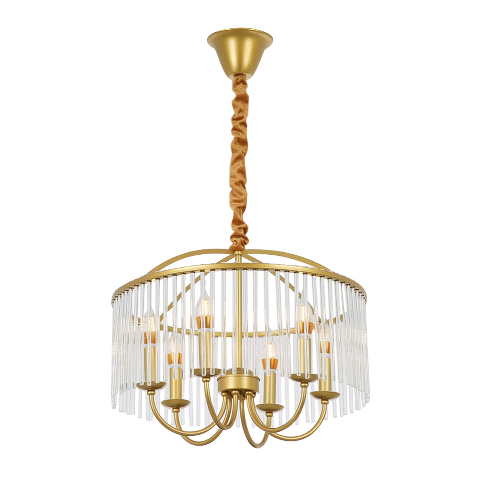 Modern Gold Crystal Chandelier - 6-Light Luxury Lighting Fixture for Dining Room, Kitchen Island, Bedroom & Living Room | Elegant Farmhouse & Foyer Decor | Perfect for Wedding Venues & Upscale Home Renovations