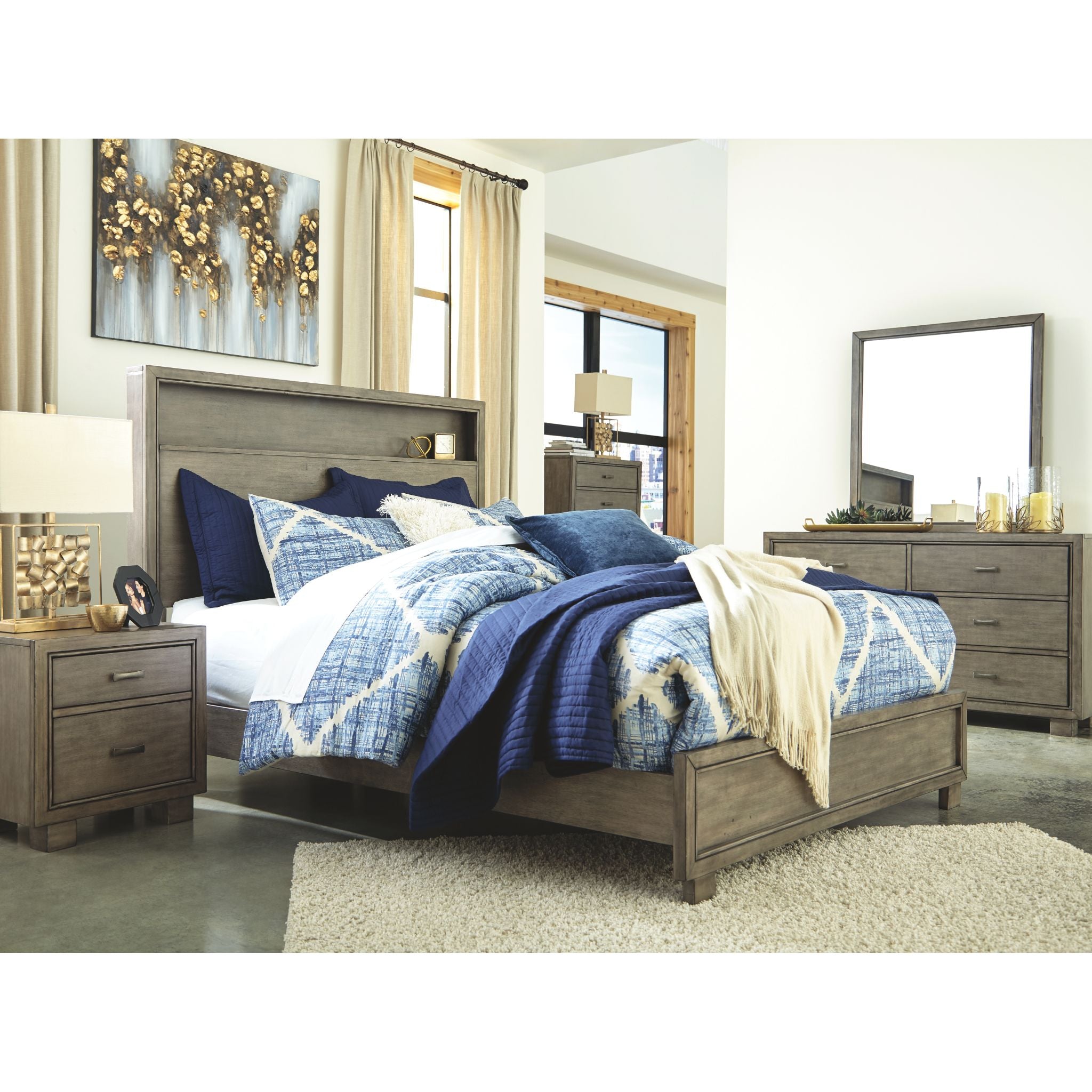 Ashley Arnett 3-Piece Queen Bed Set - Modern Bedroom Furniture with Headboard, Footboard & Rails | Perfect for Master Bedroom, Guest Room & Apartment Decor