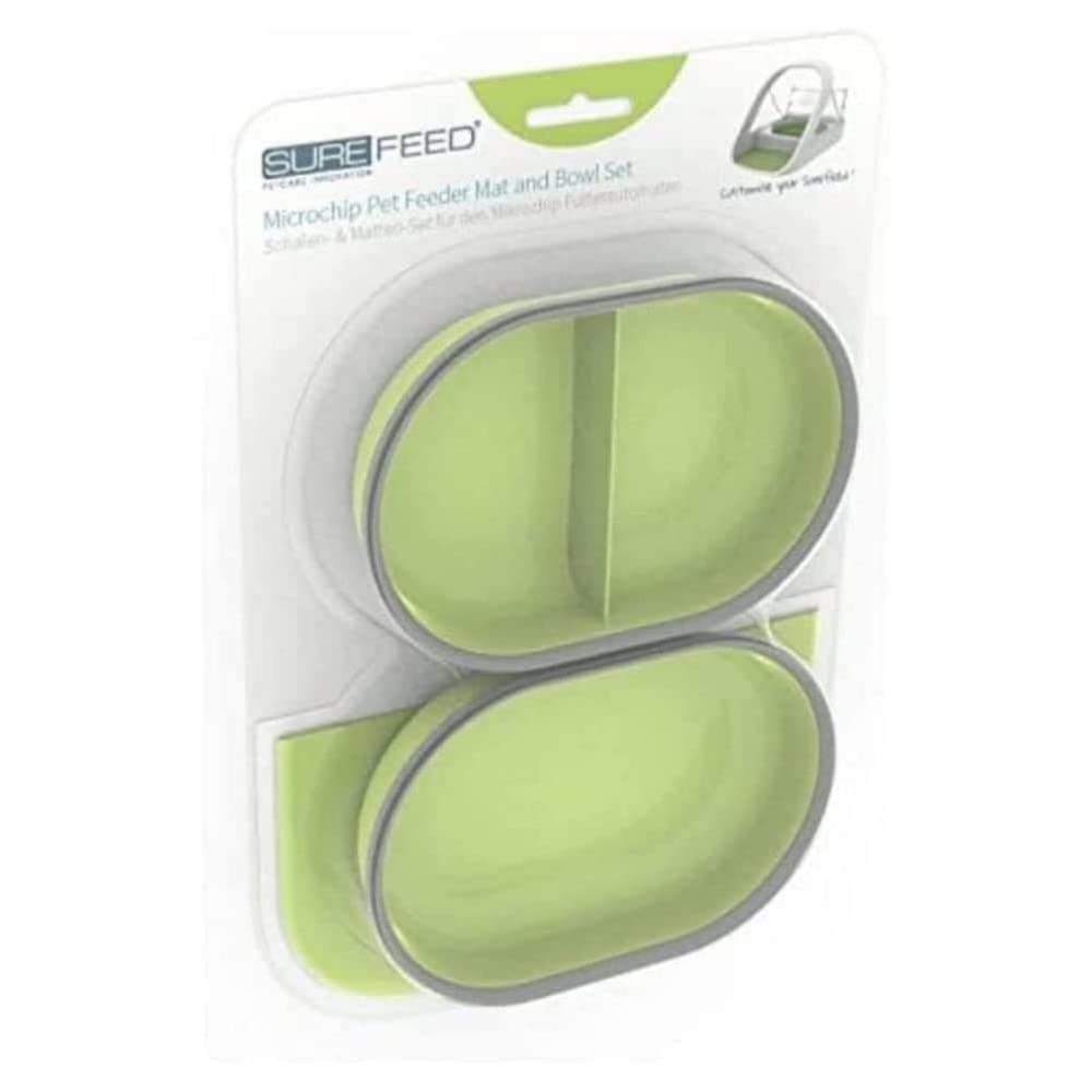 Premium Non-Slip Green Mat & Bowl Set for Pets - Durable Feeding Solution for Dogs and Cats at Home or Travel