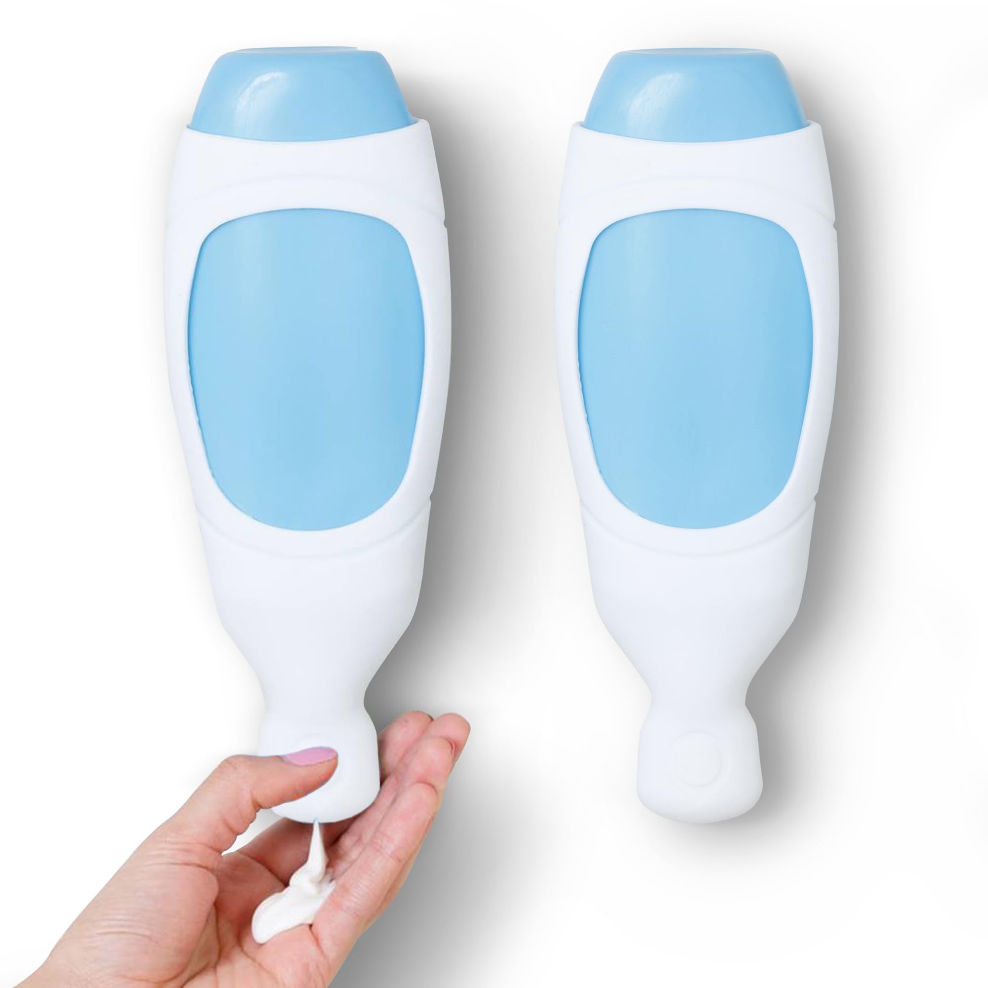 Squeezi 2-Pack Wall Mount Shower Dispenser Organizer for Shampoo & Soap Bottles - Bright White, Silicone Chamber - Bathroom Storage Solution for Small Spaces & Clutter-Free Showers