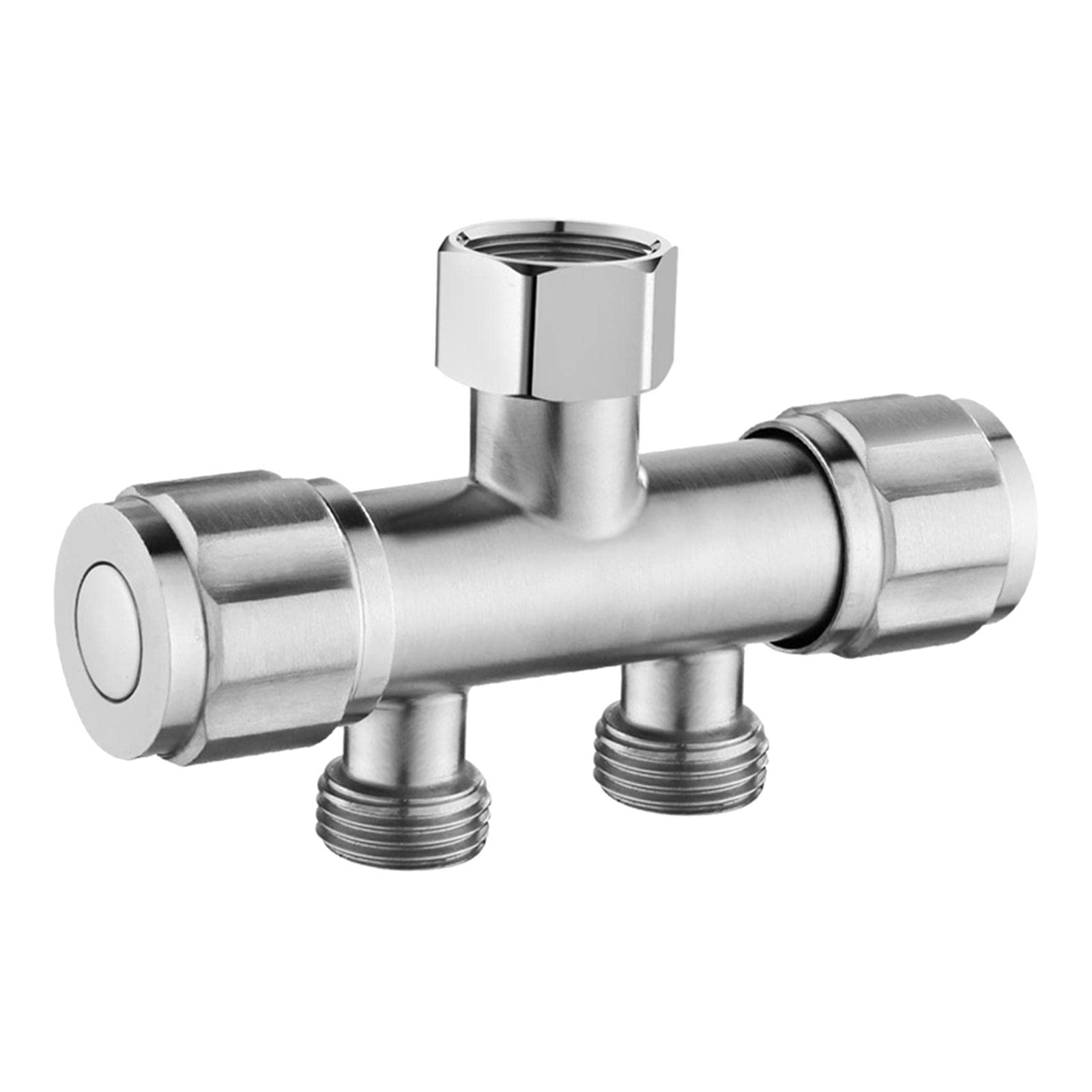 Stainless Steel Dual Handle Faucet Diverter with Dual Out Valve for Sink, Mop, and Pool Use – Durable Double Function Connector for Home and Outdoor Cleaning