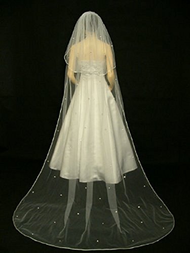 2-Tier Crystal Bridal Veil with Rhinestones - Wedding Cathedral Elegance