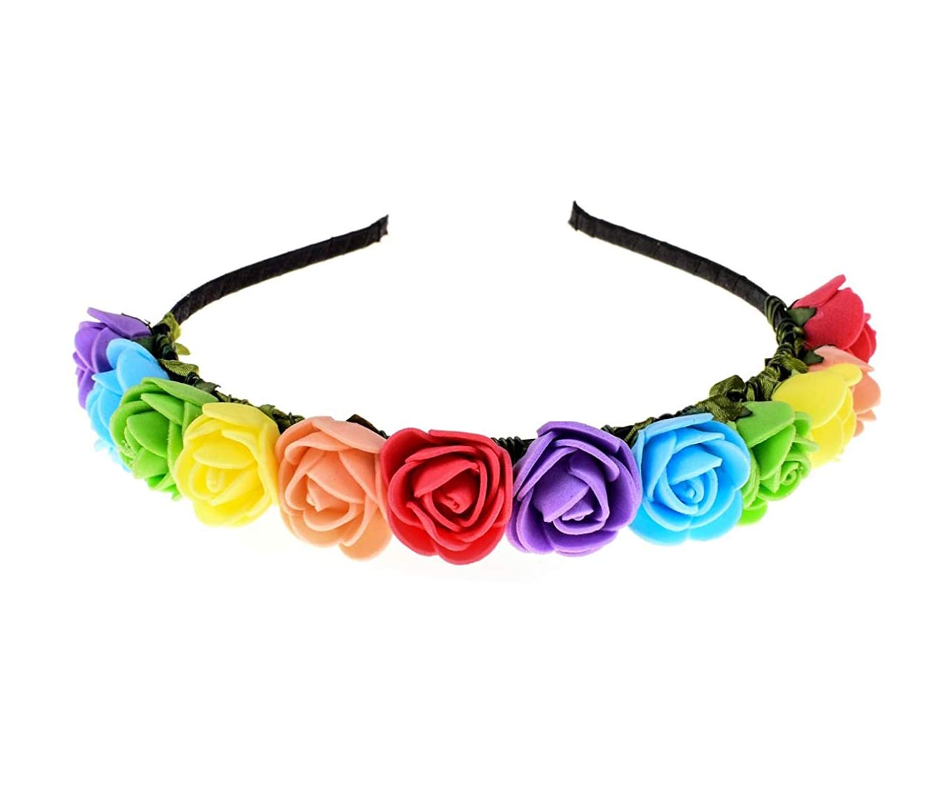 Merroyal Boho Floral Crown - Rose Flower Headband Hair Wreath for Women | Perfect for Weddings, Festivals & Bohemian Style Outfits