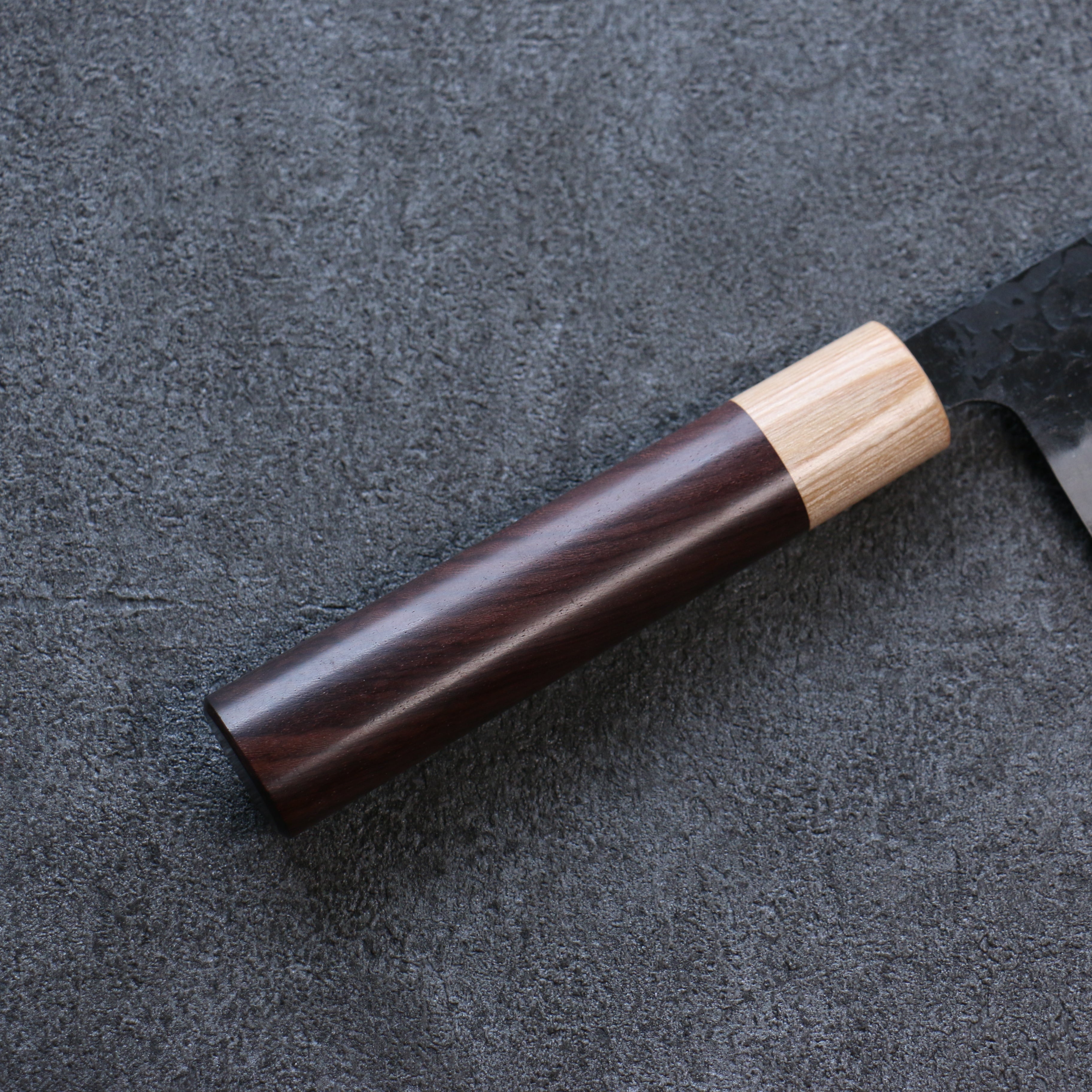 Premium Seisuke Shitan Blue Super Hammered Kurouchi Nakiri Knife 165mm - Japanese High Carbon Steel Kitchen Knife with Ebony Handle - Perfect for Slicing Vegetables, Herbs & Sushi Preparation