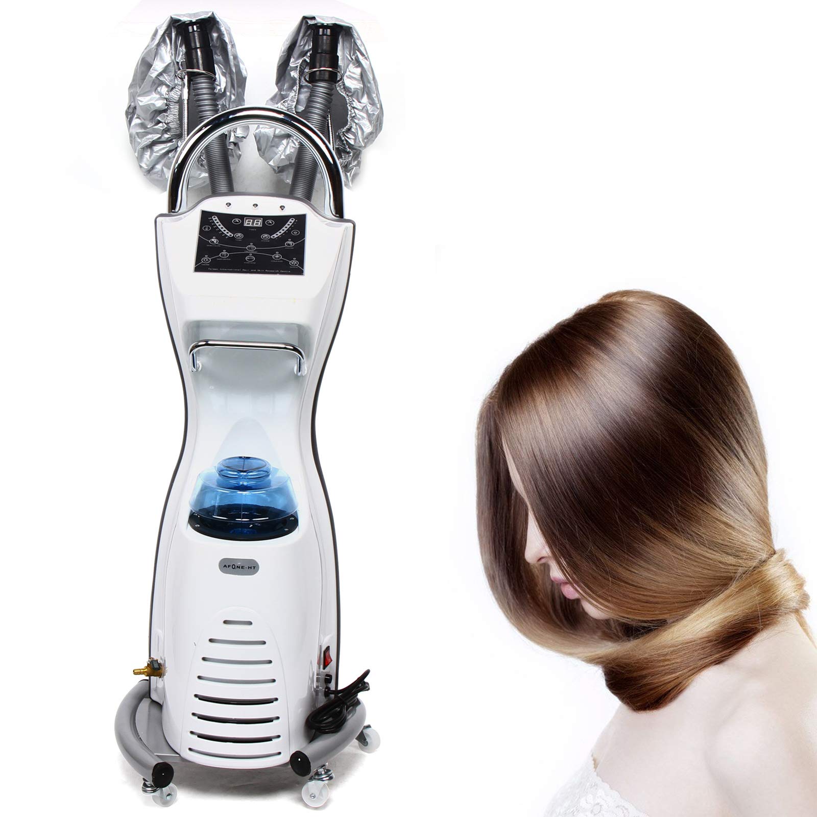 7 in 1 Professional Hair Steamer Dryer with Orbiting Rollerball & Rolling Base - 110V Hooded Hair Treatment Machine for Perming, Coloring & Styling | Salon & Home Use for Deep Conditioning & Hair Care